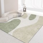 Hellgrüner Klumpenteppich, moderner Polyester-Teppich, waschbarer Teppich für Wohnzimmer 180cm x 249cm-Hellbeige