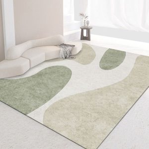 Hellgrüner Klumpenteppich, moderner Polyester-Teppich, waschbarer Teppich für Wohnzimmer 180cm x 249cm-Hellbeige