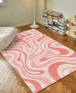 Pink Groovy Wave Retro Carpet _ Funky Danish Pastel Decor Rug _ Bedroom Living Room Rug Modern Y2K Rug _ Plush Trendy Accent Rug - Copy - Copy - Copy