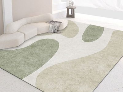 Hellgrüner Klumpenteppich, moderner Polyester-Teppich, waschbarer Teppich für Wohnzimmer 180cm x 249cm-Hellbeige